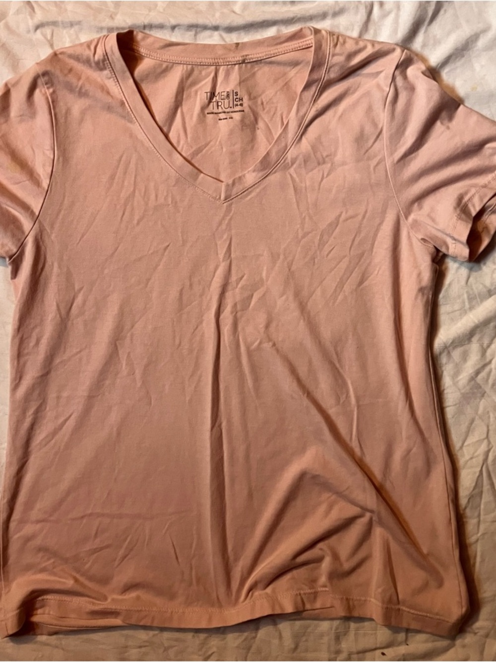 Time and Tru Dusty Pink V-Neck Tee